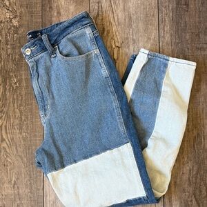 Hollister Two-Tone Blue ultra high rise Mom Jeans